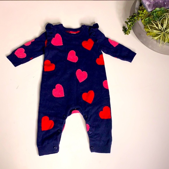 GAP Other - Baby Gap Ruffle Heart Knit Romper Bodysuit 3/6 m